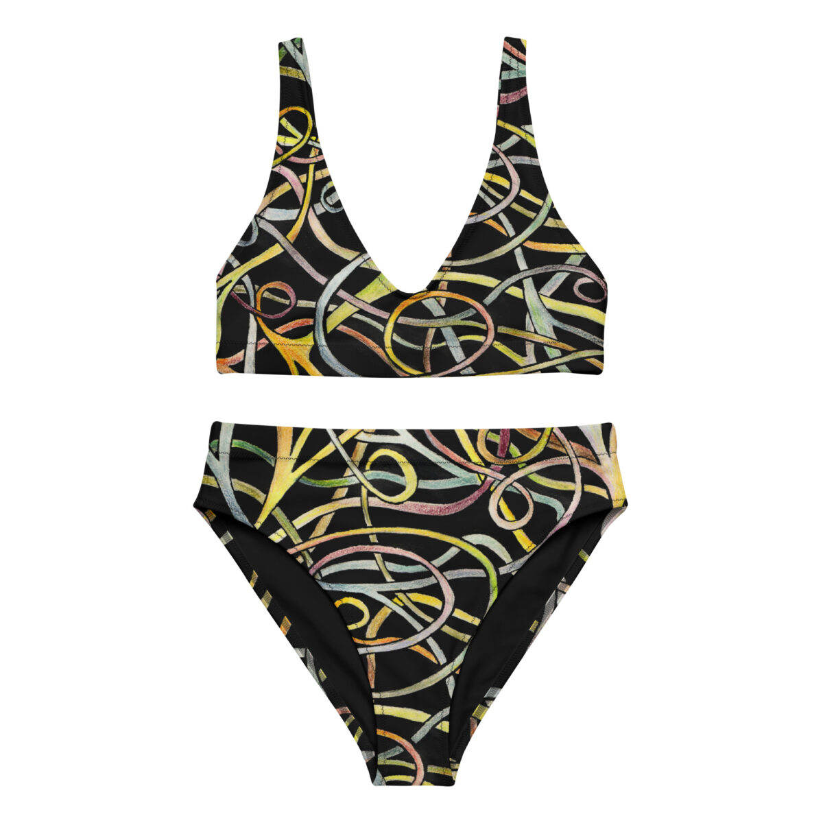 Intertwined Rainbow  - Recycled high-waisted bikini